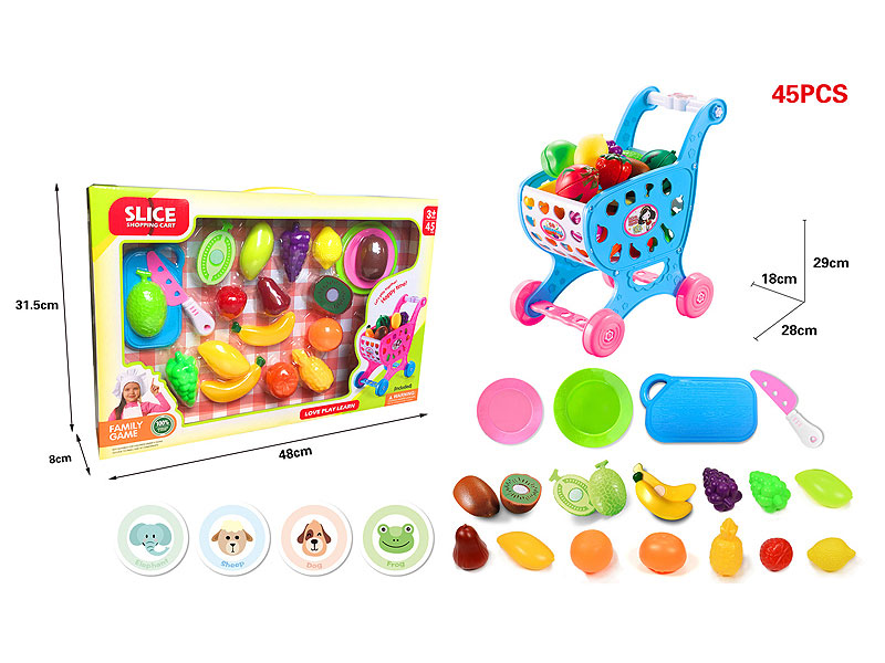 Shopping Cart & Cut Fruit(2C) toys