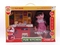 Kitchen Set & 14inch Moppet W/IC toys