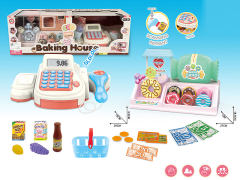 Cash register with candy house and donut shop set toys