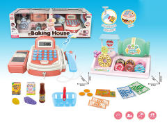 Cash register with candy house and donut shop set toys