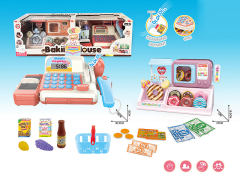 Cash register with microwave and donut shop set toys