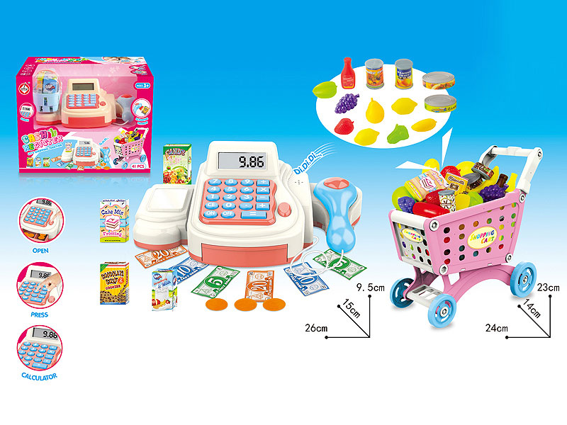 Cash register handcart set toys