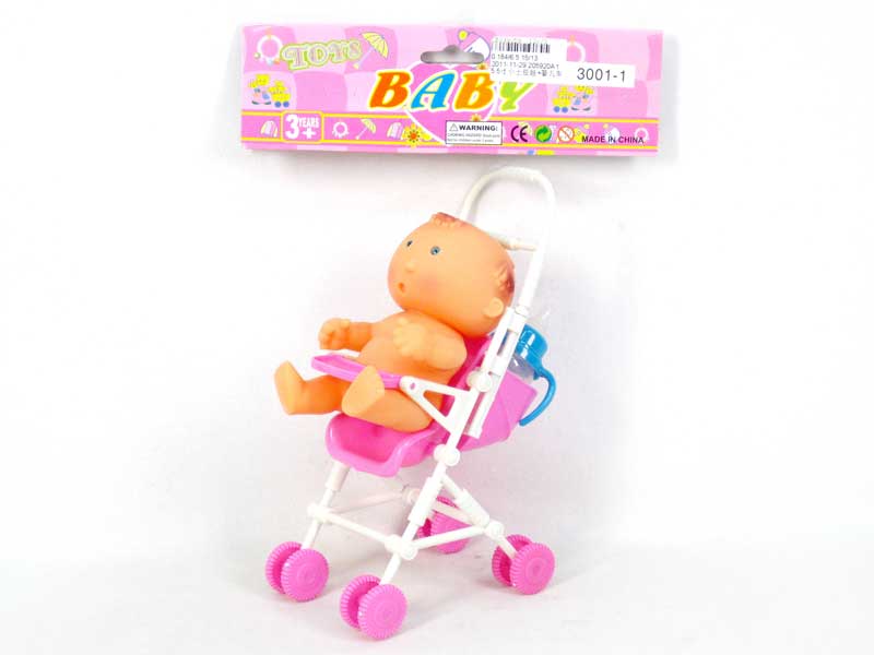 5.5"Doll & Baby Carriage & Feeding-bottle toys