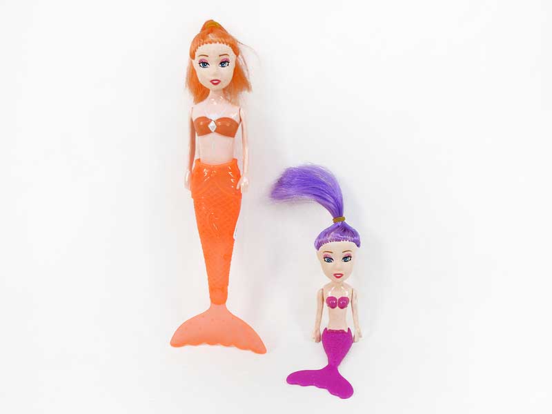 19.5CM Solid Body Mermaid & 14cm Mermaid(2in1) toys