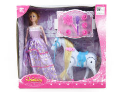 Solid Body Doll Set & Horse(2C)