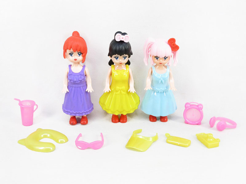 3inch Solid Body Doll Set(3in1) toys