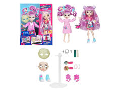 9inch Solid Body Face Changing Makeup Doll Set
