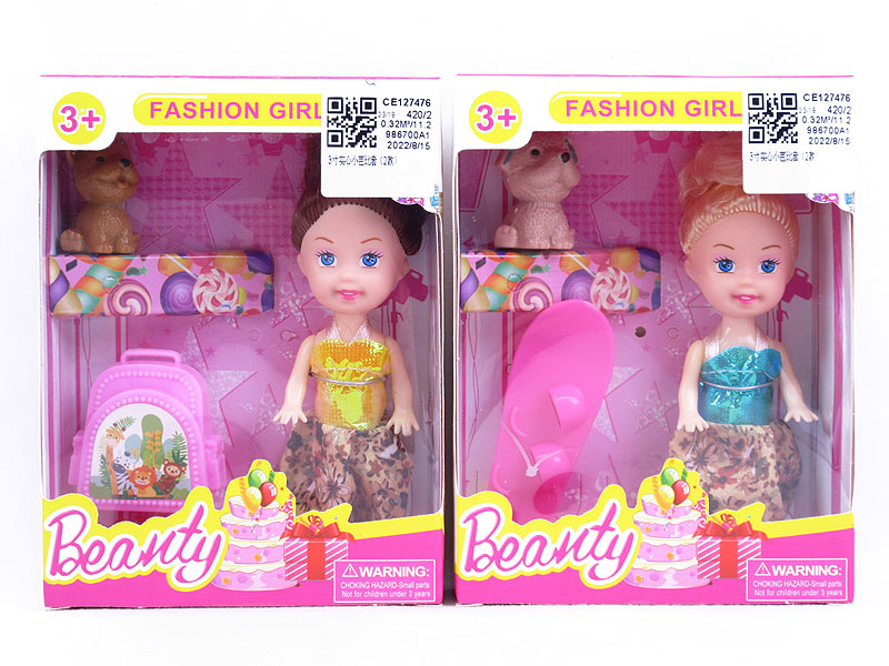 3inch Solid Body Doll Set(2S) toys