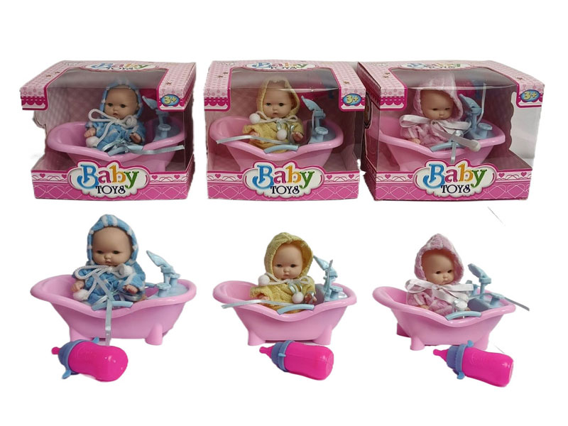 5inch Brow Moppet Set & Bathtub(3S) toys