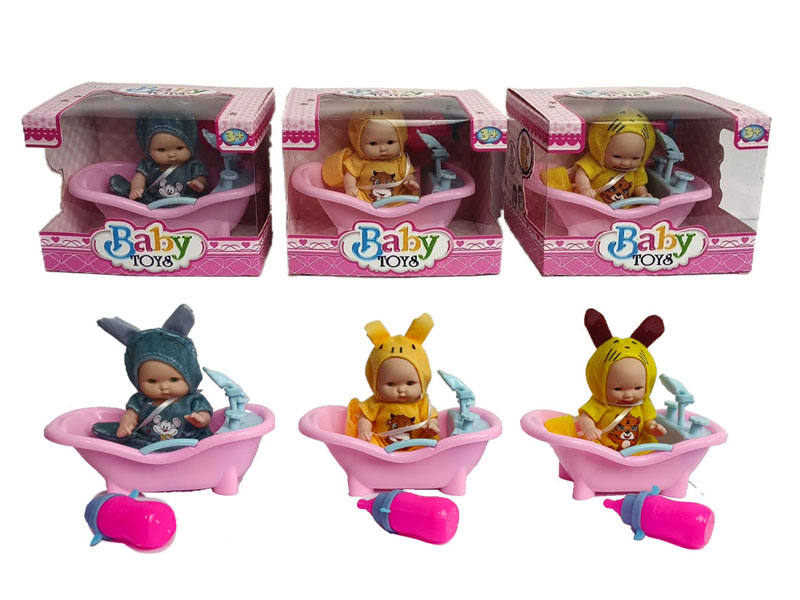 5inch Brow Moppet Set & Bathtub(3S) toys