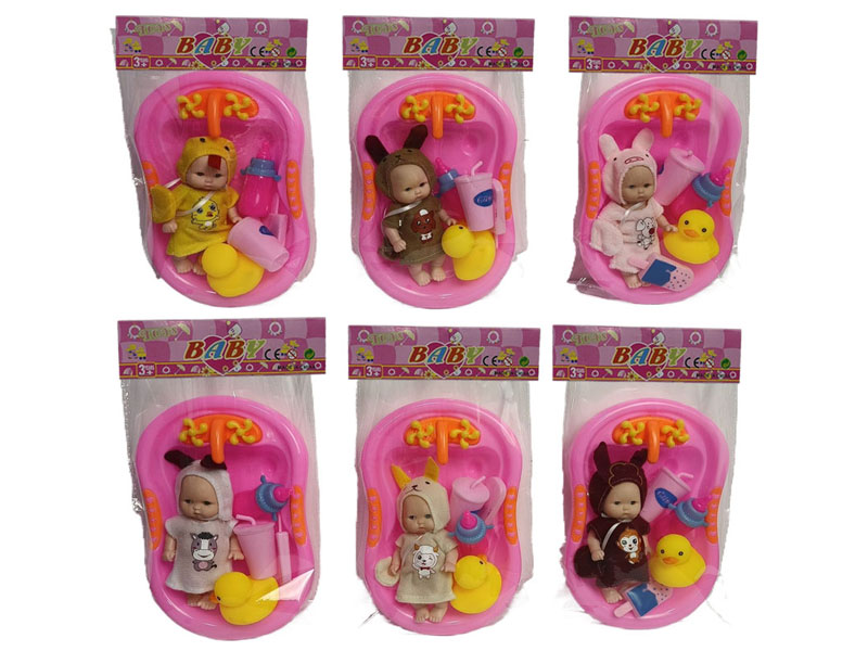 5inch Brow Moppet Set & Bathtub(6S) toys