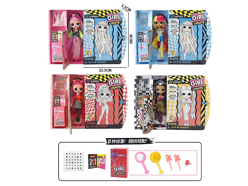 9inch Solid Body Doll Set(4S) toys