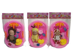 5inch Brow Moppet Set & Bathtub(3S) toys