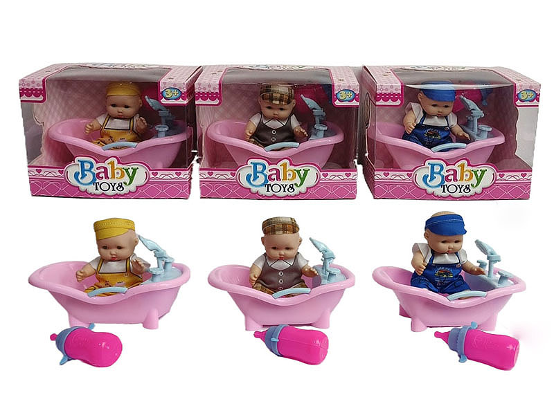 5inch Brow Moppet Set & Bathtub(3S) toys