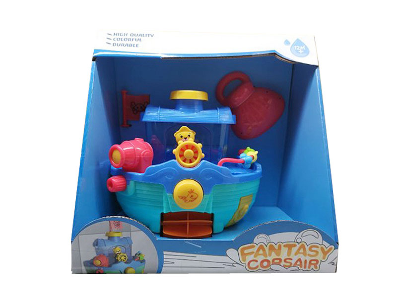 Children swimming Pirate Ship toys