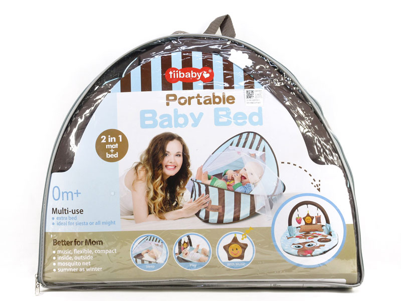 2in1 Portable Baby Bed W/M toys