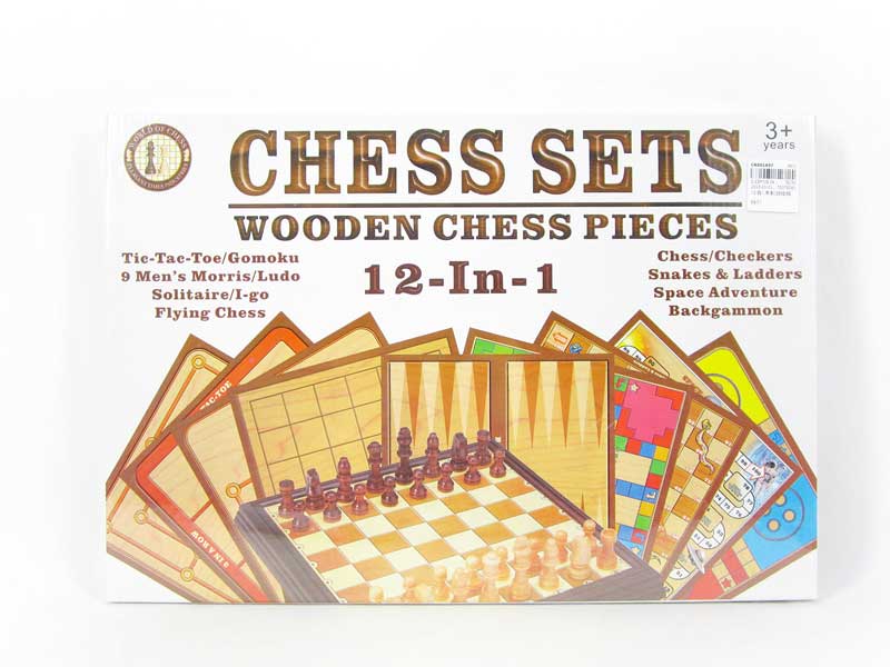 12in1 Wooden Play Chess toys