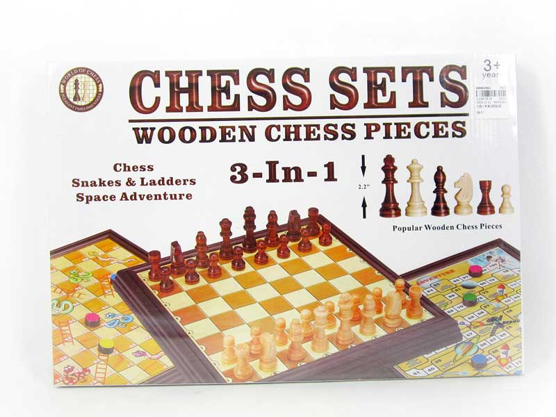 3in1 Wooden Play Chess toys