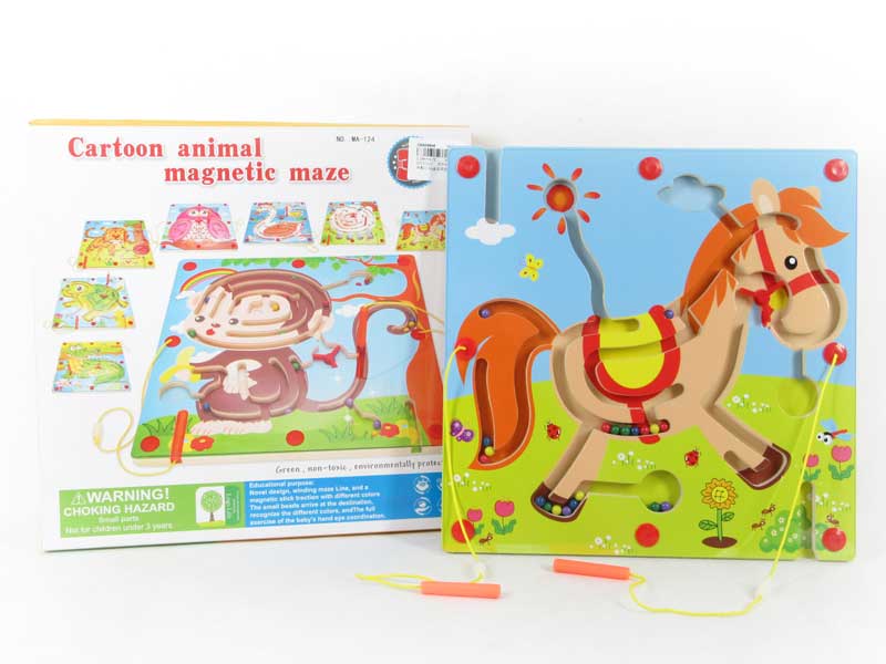 Wooden Cartoon Animal Magnetic Maze toys