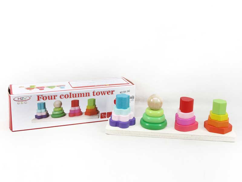 Wooden Four Column Tower toys