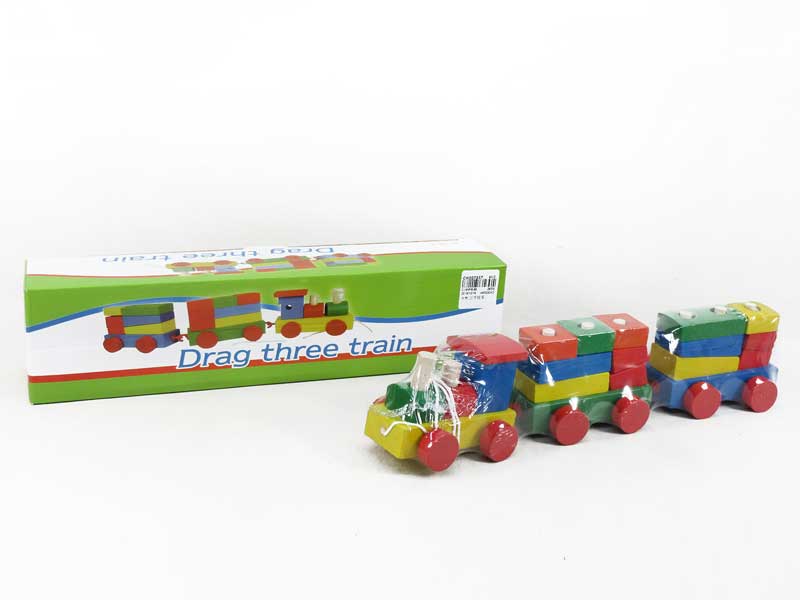 Wooden Drag Three Train toys