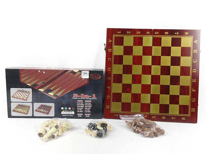 3in1 Wooden International Chin Chess toys