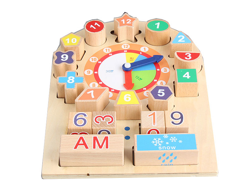 Wooden Building Block Alarm Clock toys
