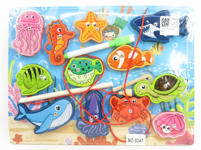 3in1 Wooden Thread Drawing Board For Marine Animals toys