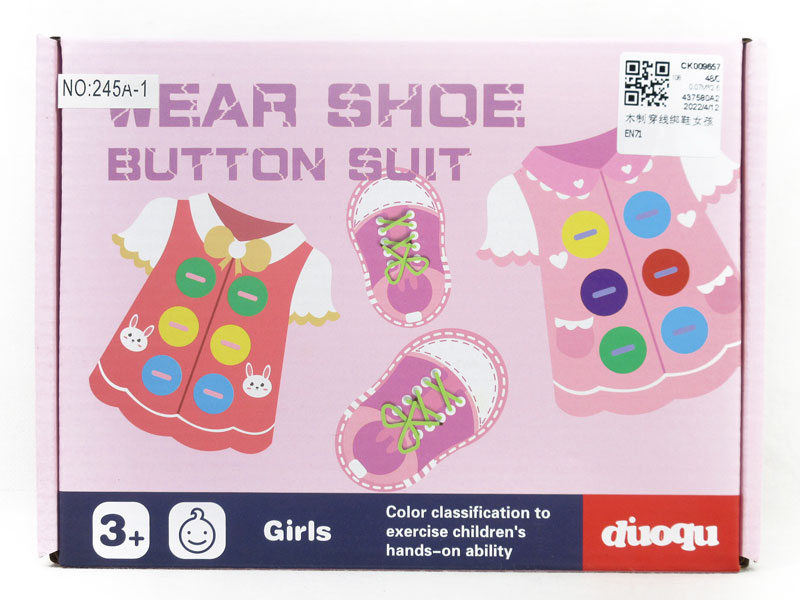 Wooden Thread Tied Shoes Girl toys