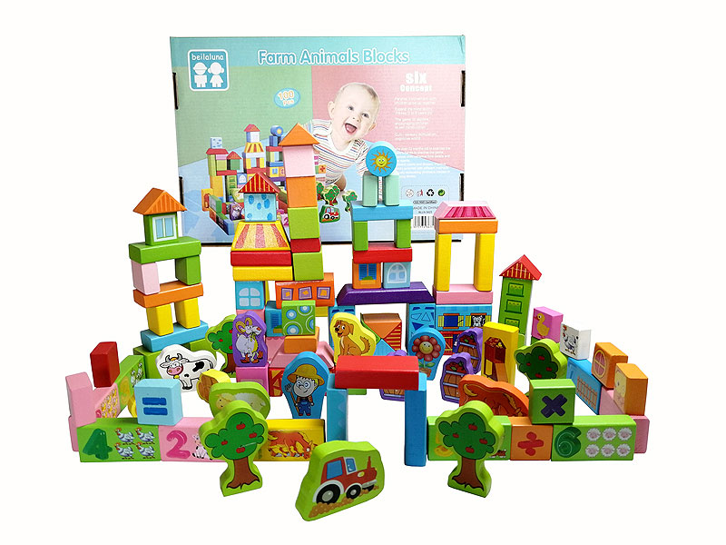 Wooden Scene Building Blocks(100pcs) toys