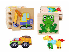 Wooden Animal Traffic Three-Dimensional Puzzle