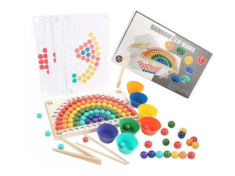 Wooden Rainbow Bead Puzzle toys