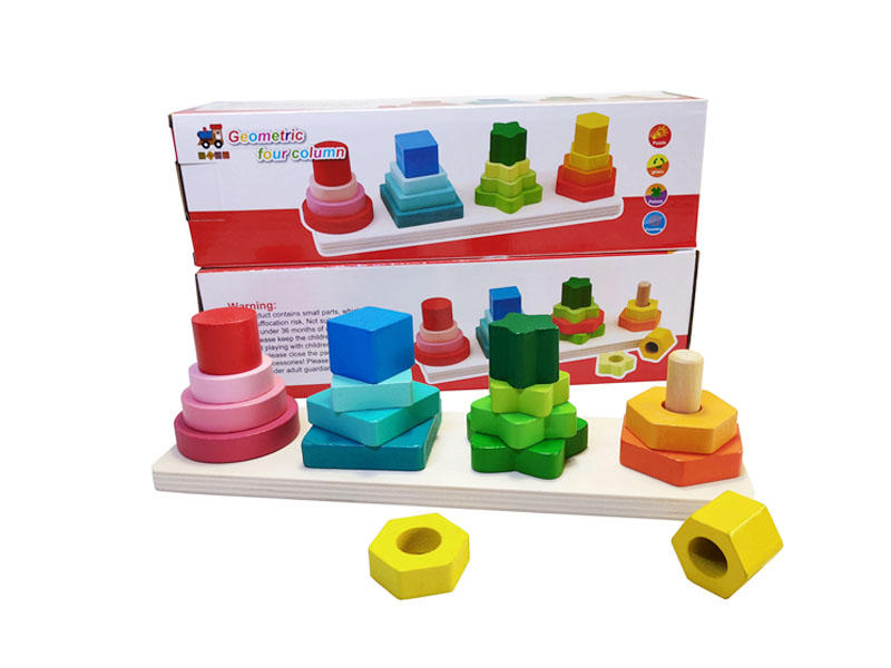 Wooden Geometric Four Sets Of Columns toys