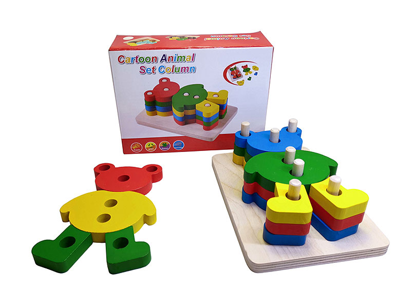 Wooden Cartoon Animal Sleeve Post toys