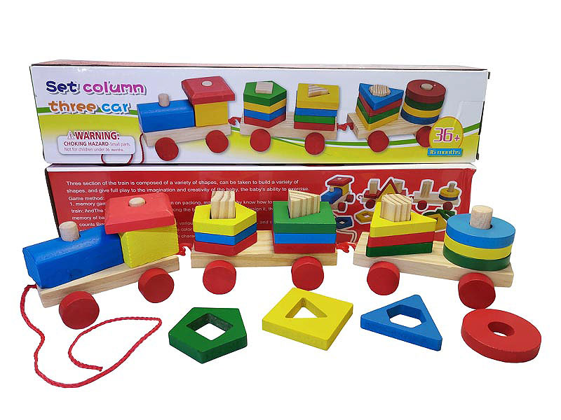 Wooden Three Section Column Car toys