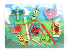 Wooden Magnetic Rope Threading Insect Double-Sided Drawing Board