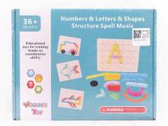Wooden Numbers Letters & Shapes Structure Spell Music
