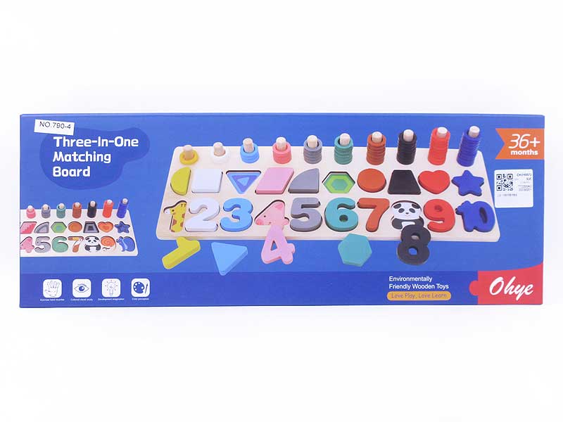 3in1 Wooden Logarithmic Board For Early Education toys