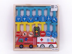 Wooden Traffic Control Building Block Box