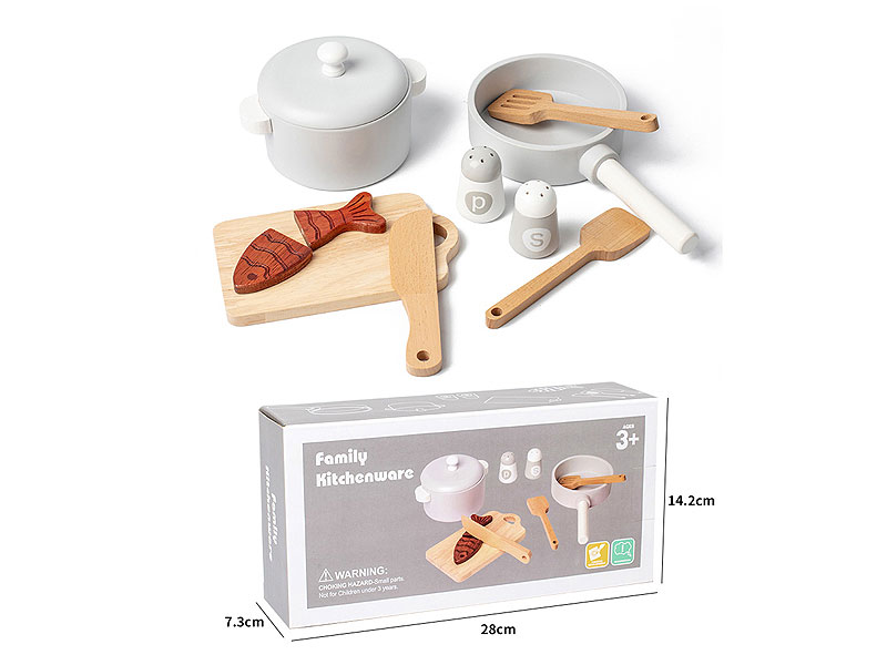 Wooden Gray Pot Utensils toys