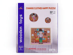 Wooden  Change Clothes Happy Puzzle toys