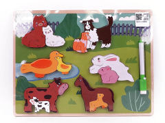 2in1 Wooden Puzzle & Drawing Board toys