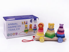 Wooden Animal Harness Trailer toys