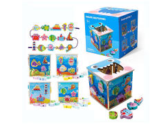 Wooden Paired Roped Building Block Box Ocean toys