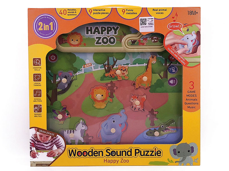 Wooden Sound Puzzle Happy Zoo toys