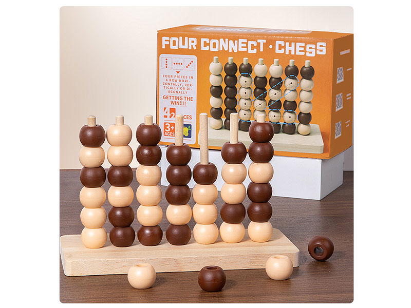 Wooden Three Dimensional Four Piece Chess toys