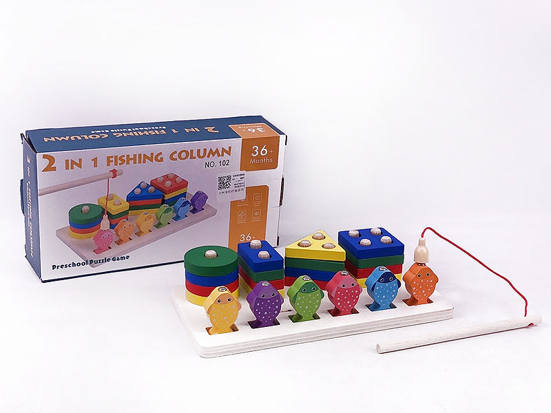 2in1 Wooden Fishing Column toys