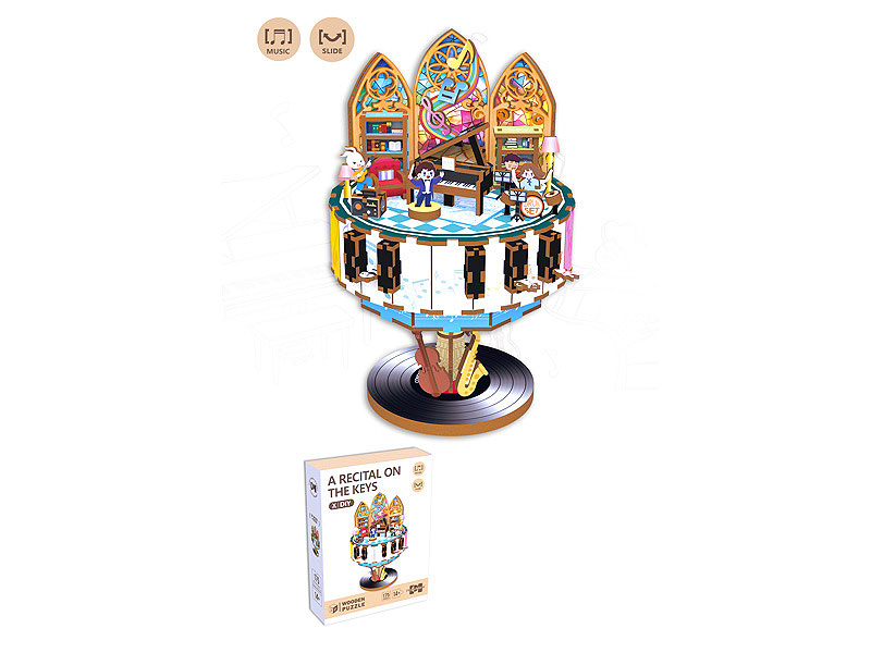 Wooden A Recital On The Keys Musical Box toys