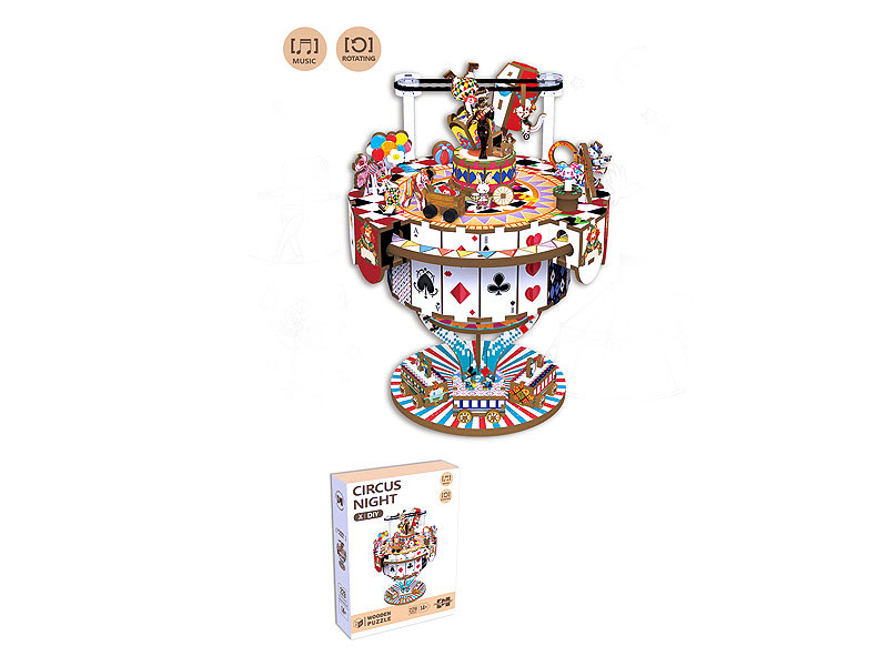 Wooden Circus Night Musical Box toys
