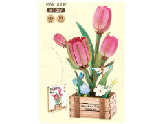 Wooden Pink Tulip Puzzle toys